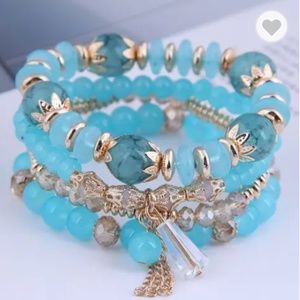 Boho Pretty Blue Multi Strand Bracelet Southwest Boho Beads